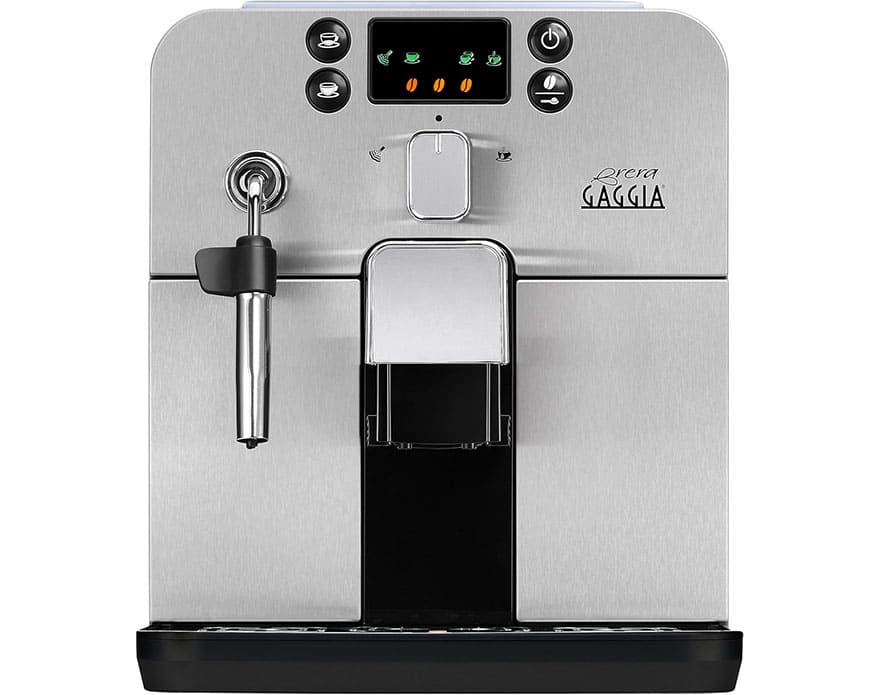 Cafetera espresso con molinillo integrado Gaggia Brera frontal acero inoxidable