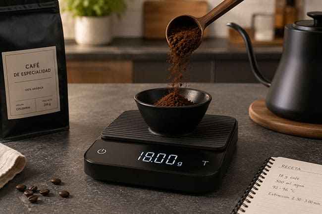 Extracción perfecta de la molienda utilizando una báscula digital de precisión