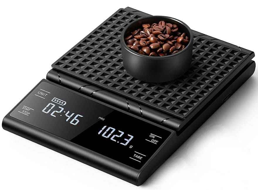 Báscula de cocina digital BKXCHA económica con almohadilla de silicona para espresso