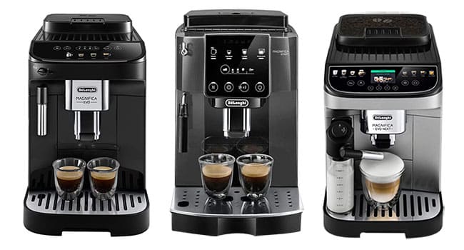 Diferencias visuales entre las cafeteras DeLonghi Magnifica Start y DeLonghi Magnifica Evo.